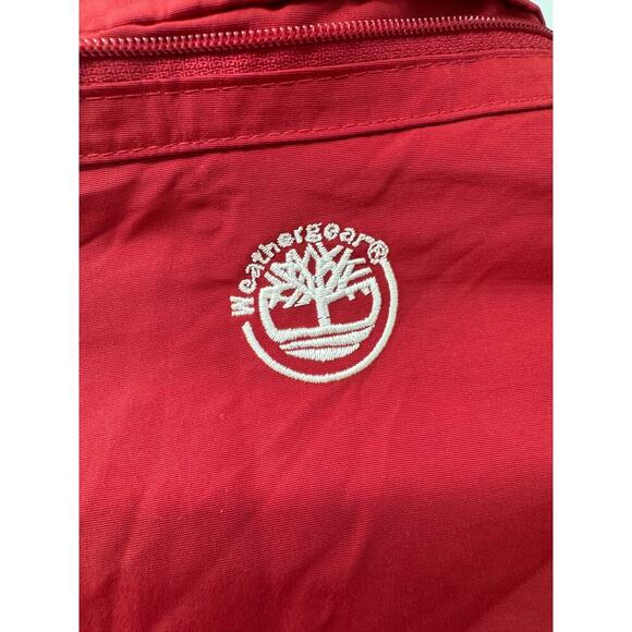 Vintage Timberland Weathergear Jacket Mens Medium Red Full Zip Streetwear Y2K - Picture 8 of 10